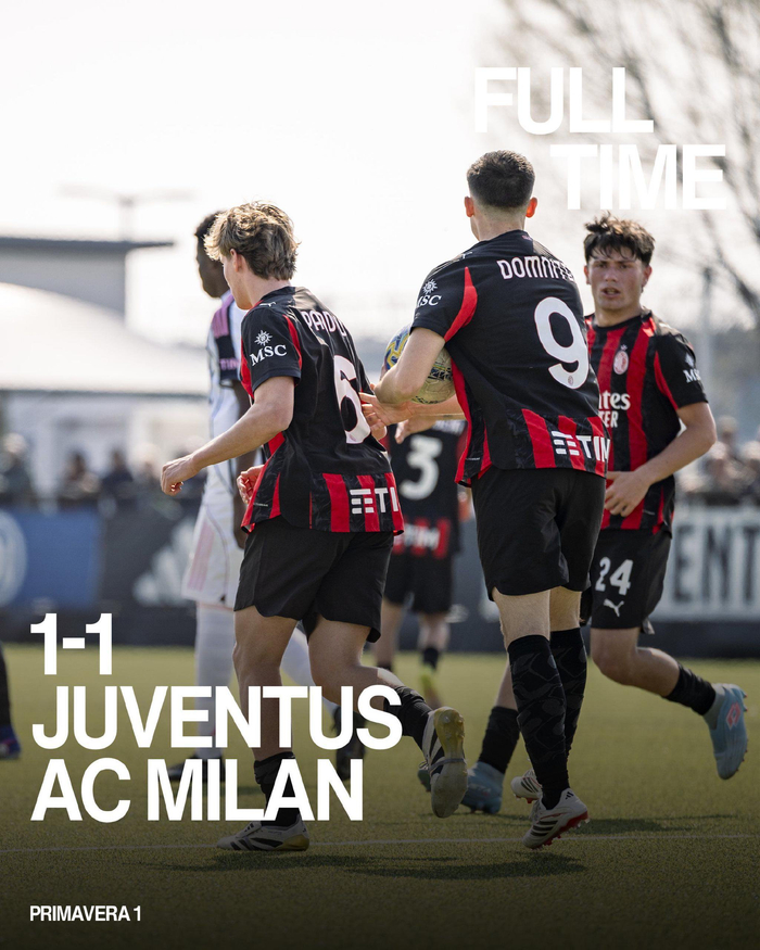 米兰预备队客场逼平尤文图斯预备队 战平暂列积